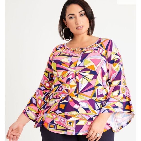Funky Dressy Blouse Ashley Stewart Plus Size - Picture 1 of 4